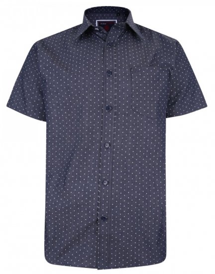 Kam Jeans 6212 SS Star Print Chambray Shirt Indigo - Πουκάμισα - Aνδρικά πουκαμισα μεγαλα μεγάλα μεγέθη