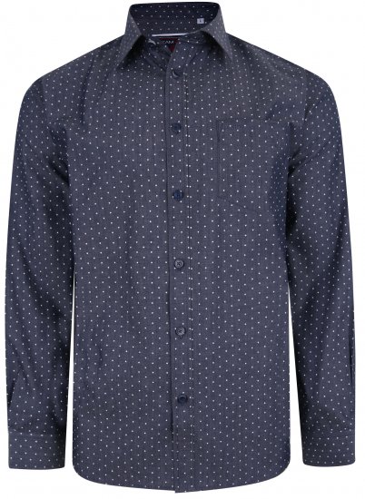 Kam Jeans KBS 6212 Star Print Chambray Shirt Indigo - Πουκάμισα - Aνδρικά πουκαμισα μεγαλα μεγάλα μεγέθη