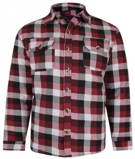 Kam Jeans 6213 Sherpa Lined Flannel Shirt Burgundy - Πουκάμισα - Aνδρικά πουκαμισα μεγαλα μεγάλα μεγέθη