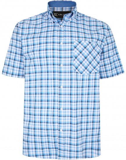 Kam Jeans 6214 Check Shirt Blue - Πουκάμισα - Aνδρικά πουκαμισα μεγαλα μεγάλα μεγέθη