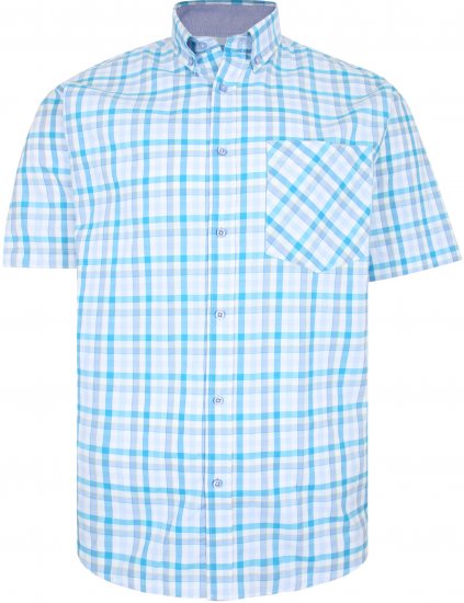 Kam Jeans 6215 Summer Check Shirt Turquoise - Πουκάμισα - Aνδρικά πουκαμισα μεγαλα μεγάλα μεγέθη
