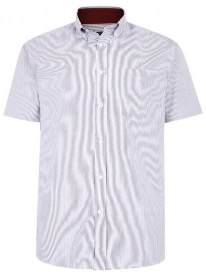 Kam Jeans 6218 SS Casual Stripe Shirt Burgundy - Πουκάμισα - Aνδρικά πουκαμισα μεγαλα μεγάλα μεγέθη