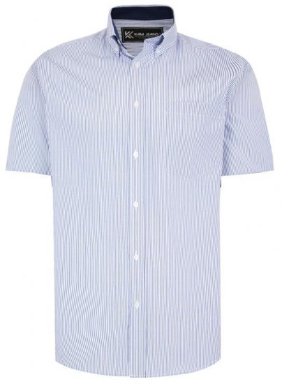 Kam Jeans 6218 SS Casual Stripe Shirt Navy - Πουκάμισα - Aνδρικά πουκαμισα μεγαλα μεγάλα μεγέθη