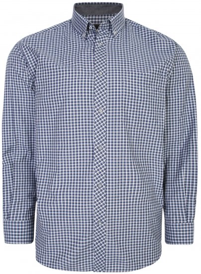 Kam Jeans 6219 LS Mini Gingham Check Shirt Charcoal - Πουκάμισα - Aνδρικά πουκαμισα μεγαλα μεγάλα μεγέθη