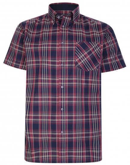 Kam Jeans 6221 Casual Short Sleeve Shirt Plum - Πουκάμισα - Aνδρικά πουκαμισα μεγαλα μεγάλα μεγέθη