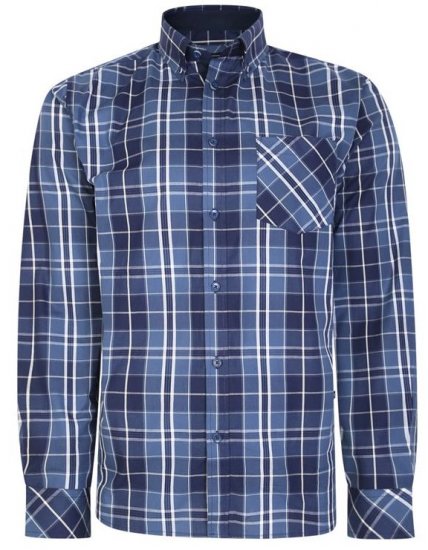 Kam Jeans 6221 Casual Checked Shirt Indigo - Πουκάμισα - Aνδρικά πουκαμισα μεγαλα μεγάλα μεγέθη