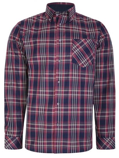 Kam Jeans 6221 Casual Checked Shirt Plum - Πουκάμισα - Aνδρικά πουκαμισα μεγαλα μεγάλα μεγέθη