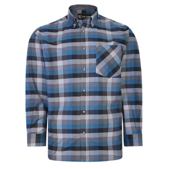 Kam Jeans 6222 Grazed Check Pattern Shirt Turquoise - Πουκάμισα - Aνδρικά πουκαμισα μεγαλα μεγάλα μεγέθη