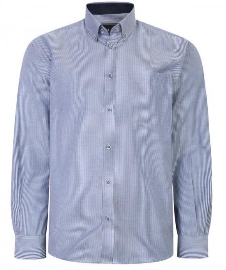 Kam Jeans 6224 LS Mini Stripe Shirt Navy - Πουκάμισα - Aνδρικά πουκαμισα μεγαλα μεγάλα μεγέθη