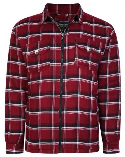 Kam Jeans 6231 Sherpa Lined Flannel Shirt with Zipper Burgundy - Πουκάμισα - Aνδρικά πουκαμισα μεγαλα μεγάλα μεγέθη