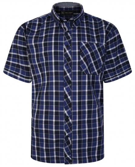 Kam Jeans 6240 SS Check Shirt Navy - Πουκάμισα - Aνδρικά πουκαμισα μεγαλα μεγάλα μεγέθη