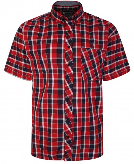 Kam Jeans 6240 SS Check Shirt Red - Πουκάμισα - Aνδρικά πουκαμισα μεγαλα μεγάλα μεγέθη