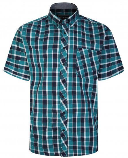 Kam Jeans 6240 SS Check Shirt Teal - Πουκάμισα - Aνδρικά πουκαμισα μεγαλα μεγάλα μεγέθη