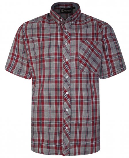 Kam Jeans 6241 SS Check Shirt Burgundy - Πουκάμισα - Aνδρικά πουκαμισα μεγαλα μεγάλα μεγέθη