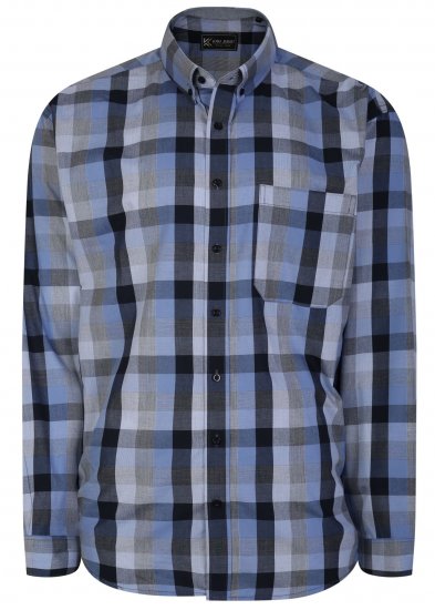 Kam Jeans 6242 Long Sleeve Casual Checked Shirt Blue - Πουκάμισα - Aνδρικά πουκαμισα μεγαλα μεγάλα μεγέθη