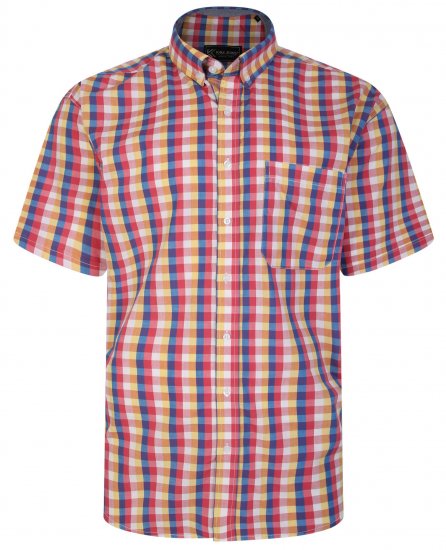Kam Jeans 6248 Casual Short Sleeve Shirt Pink - Πουκάμισα - Aνδρικά πουκαμισα μεγαλα μεγάλα μεγέθη