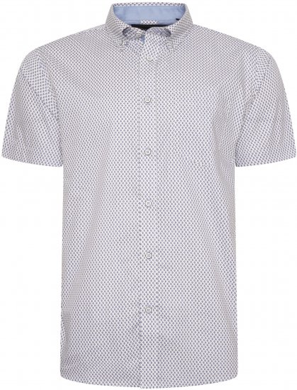 Kam Jeans 6279 All Over Geo Print Shirt White - Πουκάμισα - Aνδρικά πουκαμισα μεγαλα μεγάλα μεγέθη