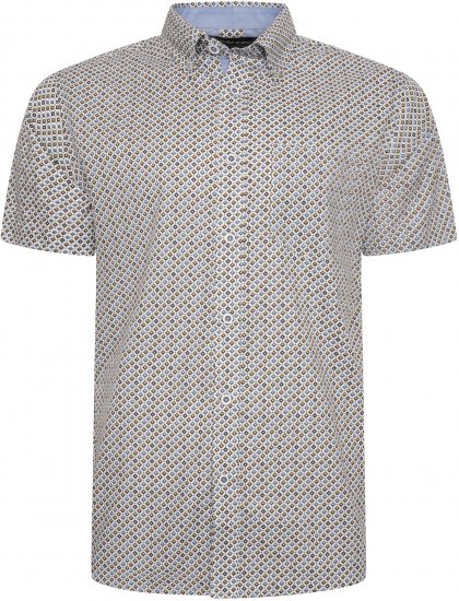 Kam Jeans 6281 All Over Geo Print Shirt White - Πουκάμισα - Aνδρικά πουκαμισα μεγαλα μεγάλα μεγέθη