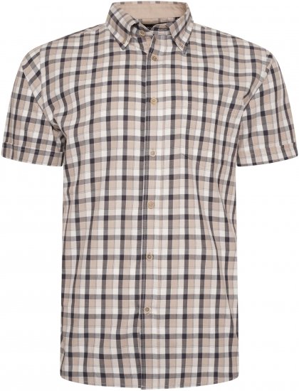 Kam Jeans 6282 Casual SS Check Shirt Beige - Πουκάμισα - Aνδρικά πουκαμισα μεγαλα μεγάλα μεγέθη
