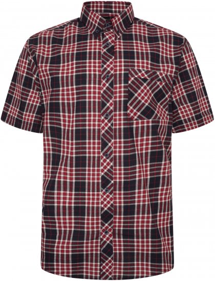 Kam Jeans 6301 Casual Check Short Sleeve Shirt Burgundy - Πουκάμισα - Aνδρικά πουκαμισα μεγαλα μεγάλα μεγέθη