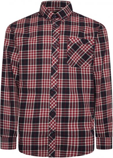 Kam Jeans 6301 LS Casual Check Shirt Red - Πουκάμισα - Aνδρικά πουκαμισα μεγαλα μεγάλα μεγέθη