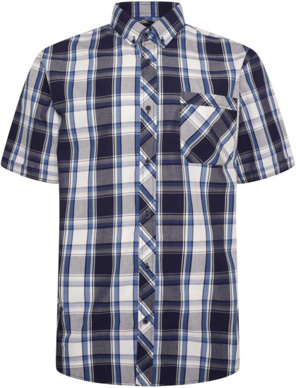 Kam Jeans 6301 SS Casual Check Shirt Navy - Πουκάμισα - Aνδρικά πουκαμισα μεγαλα μεγάλα μεγέθη