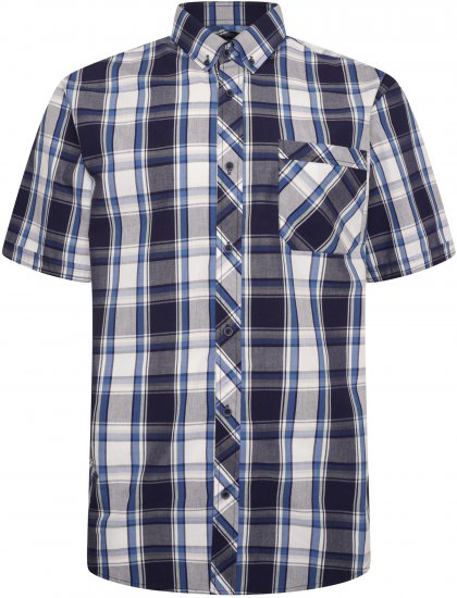 Kam Jeans 6301 Casual Check Short Sleeve Shirt Navy - Πουκάμισα - Aνδρικά πουκαμισα μεγαλα μεγάλα μεγέθη