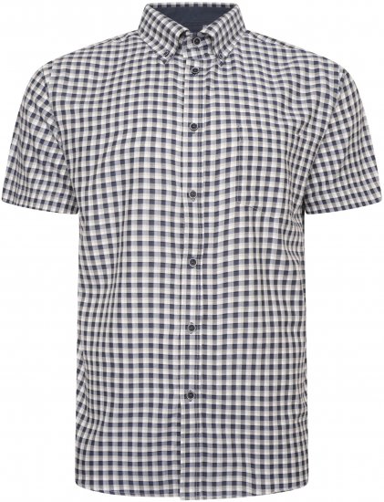 Kam Jeans 6302 Casual Gingham Check Shirt Blue - Πουκάμισα - Aνδρικά πουκαμισα μεγαλα μεγάλα μεγέθη