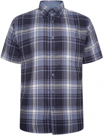 Kam Jeans 6303 Casual Check Short Sleeve Shirt Blue - Πουκάμισα - Aνδρικά πουκαμισα μεγαλα μεγάλα μεγέθη