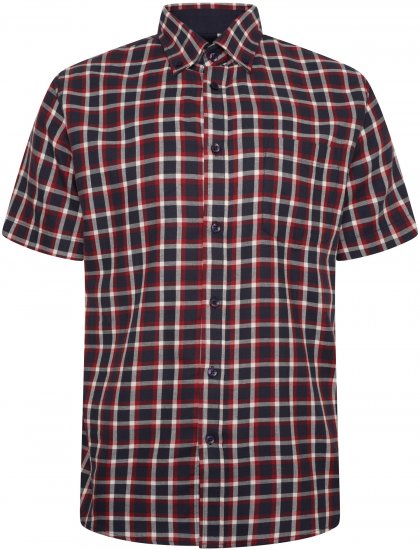 Kam Jeans 6303 Casual Check Short Sleeve Shirt Navy - Πουκάμισα - Aνδρικά πουκαμισα μεγαλα μεγάλα μεγέθη
