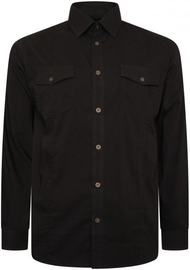 Kam Jeans 6305 Long Sleeve Retro Stretch Shirt Black - Πουκάμισα - Aνδρικά πουκαμισα μεγαλα μεγάλα μεγέθη