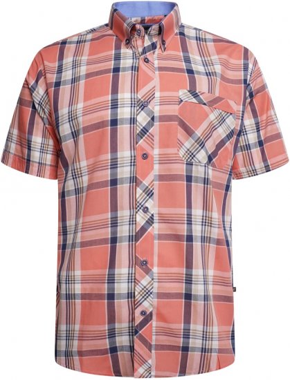 Kam Jeans 6312 Casual Check Short Sleeve Shirt Light Red - Πουκάμισα - Aνδρικά πουκαμισα μεγαλα μεγάλα μεγέθη