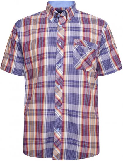 Kam Jeans 6314 Casual Check Short Sleeve Shirt Burgundy - Πουκάμισα - Aνδρικά πουκαμισα μεγαλα μεγάλα μεγέθη