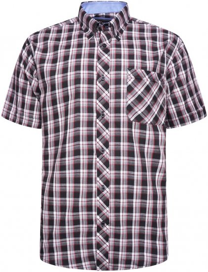 Kam Jeans 6316 Casual Check Short Sleeve Shirt Black - Πουκάμισα - Aνδρικά πουκαμισα μεγαλα μεγάλα μεγέθη