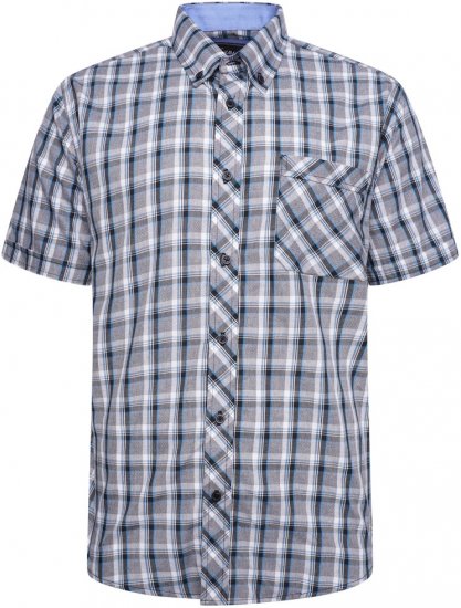 Kam Jeans 6316 Casual Check Short Sleeve Shirt Charcoal - Πουκάμισα - Aνδρικά πουκαμισα μεγαλα μεγάλα μεγέθη