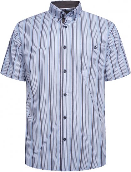 Kam Jeans 6320 Casual Stripe Short Sleeve Shirt Sky Blue - Πουκάμισα - Aνδρικά πουκαμισα μεγαλα μεγάλα μεγέθη