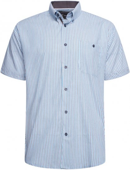 Kam Jeans 6321 Casual Stripe Short Sleeve Shirt Blue - Πουκάμισα - Aνδρικά πουκαμισα μεγαλα μεγάλα μεγέθη