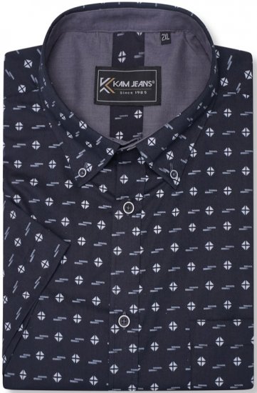 Kam Jeans 6325 Dobby Print Short Sleeve Shirt Black - Πουκάμισα - Aνδρικά πουκαμισα μεγαλα μεγάλα μεγέθη