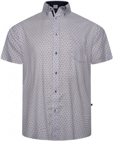 Kam Jeans 6328 AOP Geo Print Short Sleeve Shirt Charcoal - Πουκάμισα - Aνδρικά πουκαμισα μεγαλα μεγάλα μεγέθη