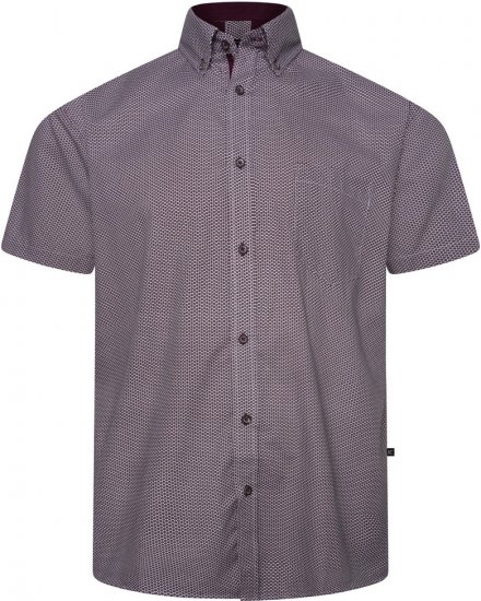Kam Jeans 6332 AOP Dobby Print Shirt Burgundy - Πουκάμισα - Aνδρικά πουκαμισα μεγαλα μεγάλα μεγέθη