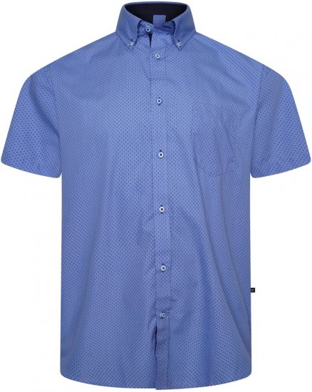 Kam Jeans 6333 AOP Dobby Print Shirt Blue - Πουκάμισα - Aνδρικά πουκαμισα μεγαλα μεγάλα μεγέθη