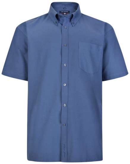 Kam Oxford Shirt Short sleeve Navy - Πουκάμισα - Aνδρικά πουκαμισα μεγαλα μεγάλα μεγέθη