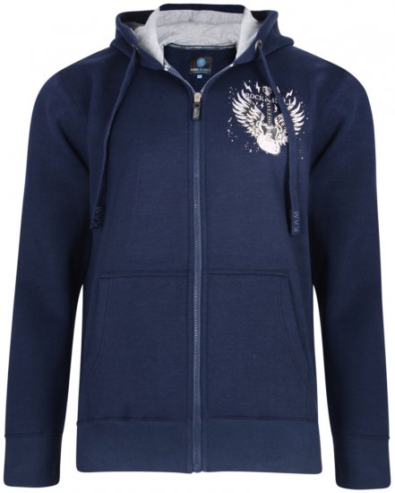 Kam Jeans 7003 Hoodie Navy - φούτερ/Φούτερ με κουκούλα - φούτερ/Φούτερ με κουκούλα ανδρικά μεγάλα μεγέθη 