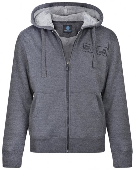 Kam Jeans 7006 Sherpa Lined Hoodie Charcoal - φούτερ/Φούτερ με κουκούλα - φούτερ/Φούτερ με κουκούλα ανδρικά μεγάλα μεγέθη 
