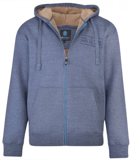 Kam Jeans 7006 Sherpa Lined Hoodie Denim - φούτερ/Φούτερ με κουκούλα - φούτερ/Φούτερ με κουκούλα ανδρικά μεγάλα μεγέθη 