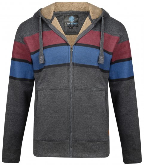Kam Jeans 7007 Sherpa Lined Hoodie Charcoal - φούτερ/Φούτερ με κουκούλα - φούτερ/Φούτερ με κουκούλα ανδρικά μεγάλα μεγέθη 
