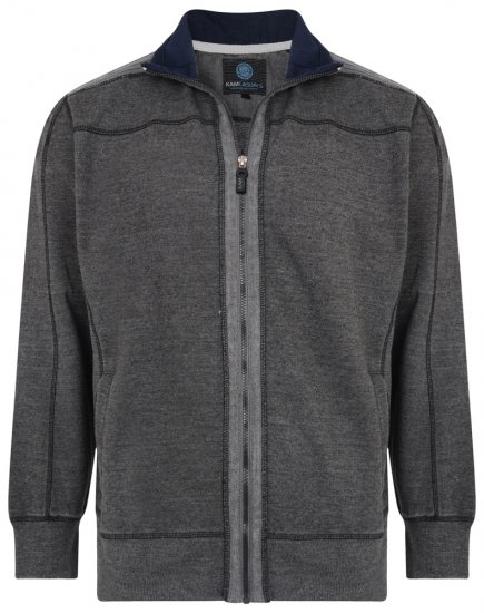 Kam Jeans 7011 Full Zip Sweat Charcoal - φούτερ/Φούτερ με κουκούλα - φούτερ/Φούτερ με κουκούλα ανδρικά μεγάλα μεγέθη 