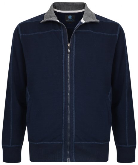 Kam Jeans 7011 Full Zip Sweat Navy - φούτερ/Φούτερ με κουκούλα - φούτερ/Φούτερ με κουκούλα ανδρικά μεγάλα μεγέθη 