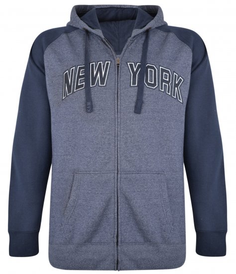 Kam Jeans Zip Thru Hoody Navy - φούτερ/Φούτερ με κουκούλα - φούτερ/Φούτερ με κουκούλα ανδρικά μεγάλα μεγέθη 