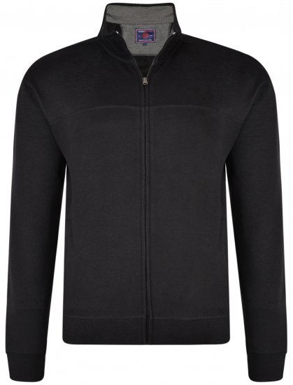 Kam Jeans 7018 Full zip Sweatshirt Black - φούτερ/Φούτερ με κουκούλα - φούτερ/Φούτερ με κουκούλα ανδρικά μεγάλα μεγέθη 